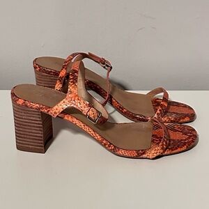 Madewell The Hollie Ankle Strap Snake Embossed Leather Sandals Women's Size 8